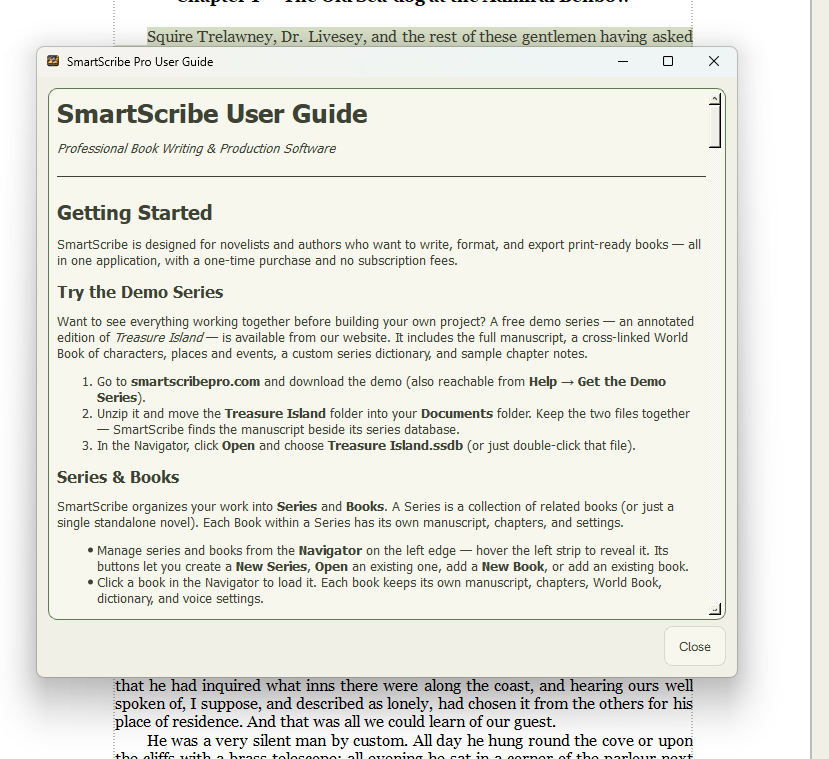 Built-in user guide